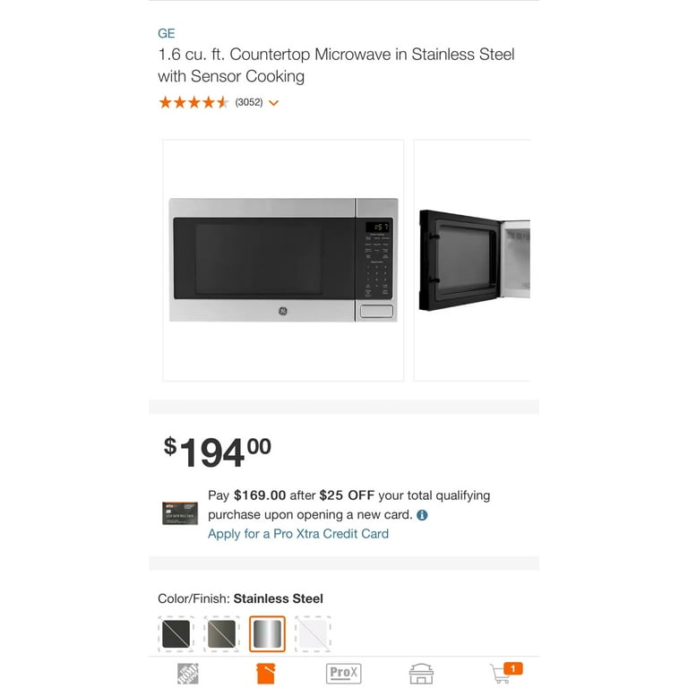 Ge stainless deals steel countertop microwave