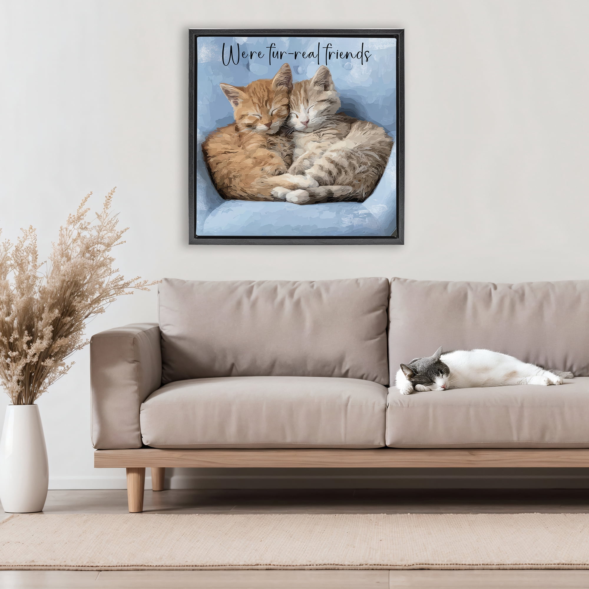 Stupell Industries We're Fur-Real Friends Black Framed Floater Canvas Wall Art, design by Kim Curinga