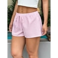 thumbnail image 4 of Women'S Striped Print Drawstring Elastic Waist Shorts Casual Wide Leg Low Rise Summer Boxer Shorts Light Pink S, 4 of 7