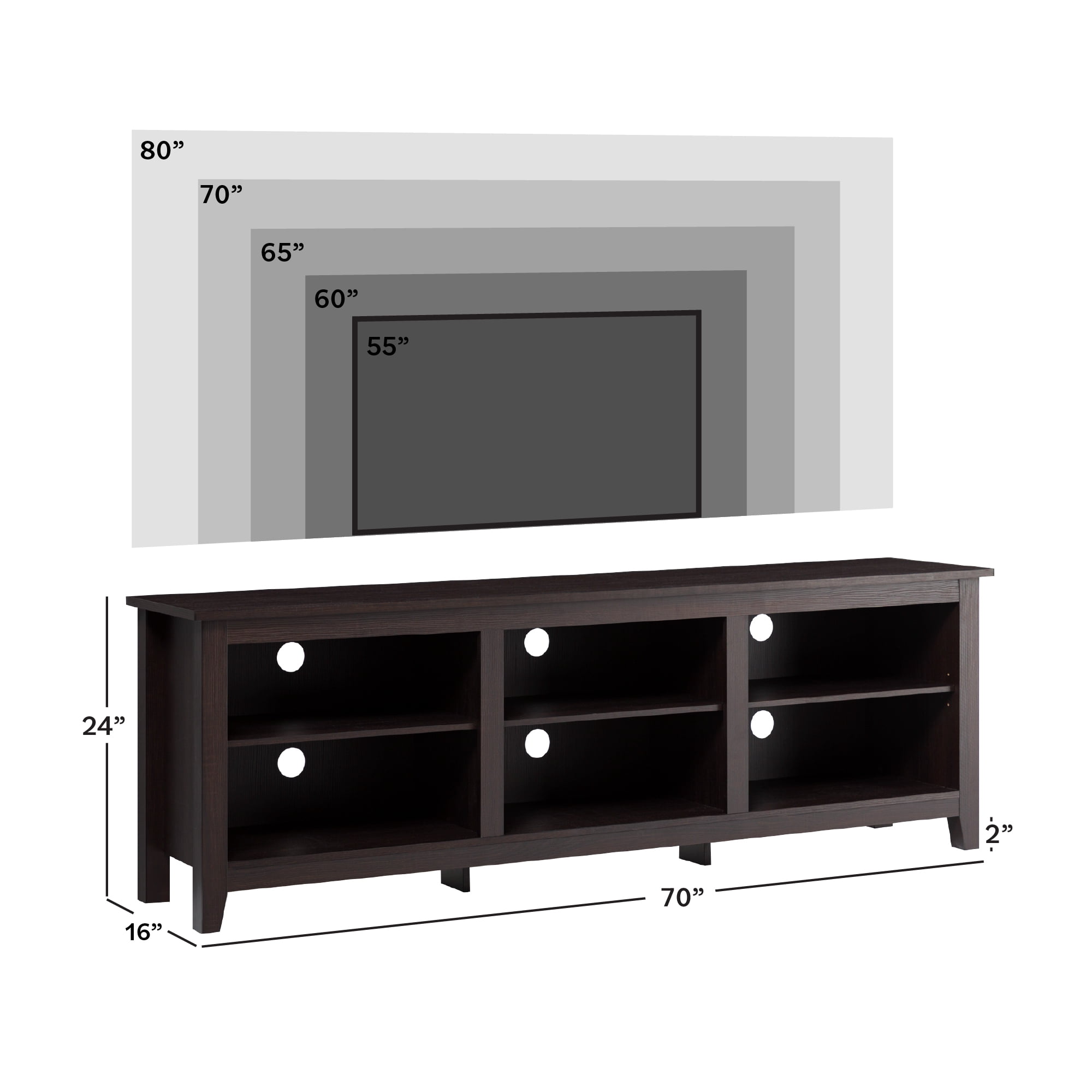 Woven Paths Open Storage TV Stand for TVs up to 80", Espresso