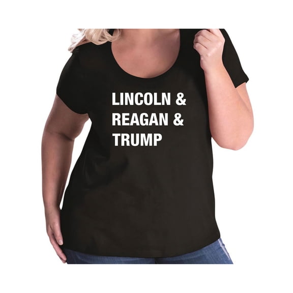 Lincoln & Reagan & Trump Womens Plus Size Scoopneck Tee