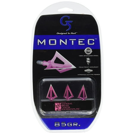 UPC: 0817990009926 | G5 Outdoors Montec Broadheads 85 Grain Pack of 3 Pink 118