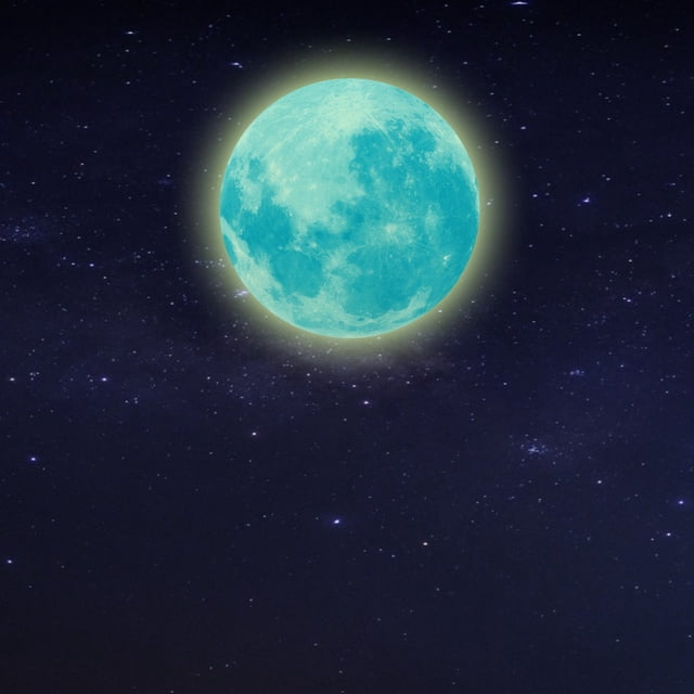 Decoración de pared, pegatina de pared luminosa con forma de luna de 30 cm, pegatina de pared moderna e innovadora