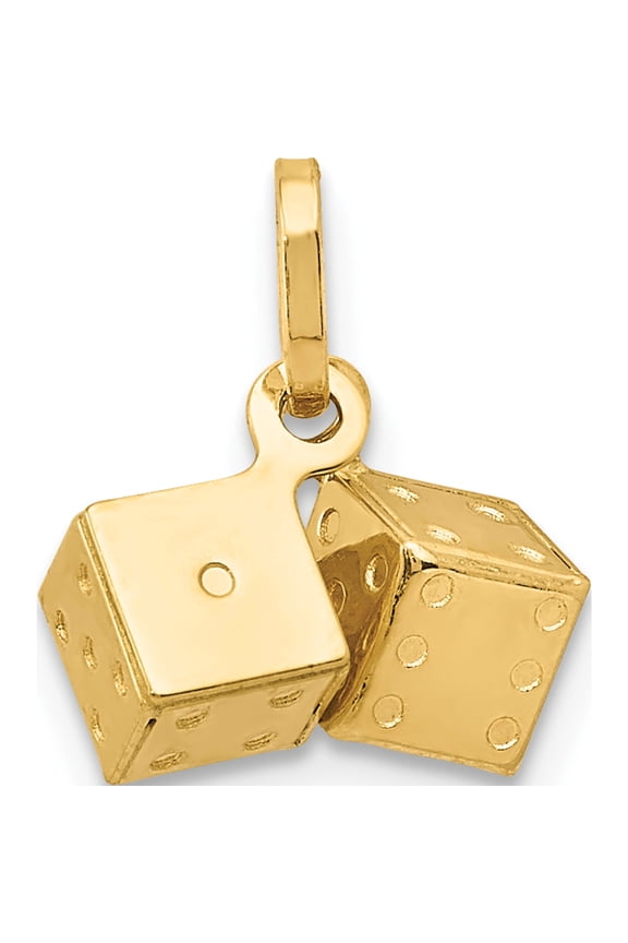 14K Yellow Gold 3D Dice Charm (11 X 11) Made In Italy xch121