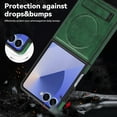 thumbnail image 4 of Magnetic for Samsung Galaxy Z Flip 7 PU Leather Case, Compatible with Magsafe, Built-in Invisible Stand, Premium Ultra Slim Adjustable Kickstand Protective Phone Case for Galaxy Z Flip 7, Darkgreen, 4 of 9