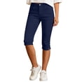 thumbnail image 5 of cfhntfmh Women Side Slit Capri Pants Stretchy Slim Fit Yoga Capris Casual Athletic Running Pants Work Clothes, 5 of 7