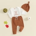 thumbnail image 2 of My First Halloween Baby Boy Outfits Pumpkin Romper Bodysuits Pants Hat Newborn Infant Fall Halloween 3Pcs Clothes Set, 2 of 8