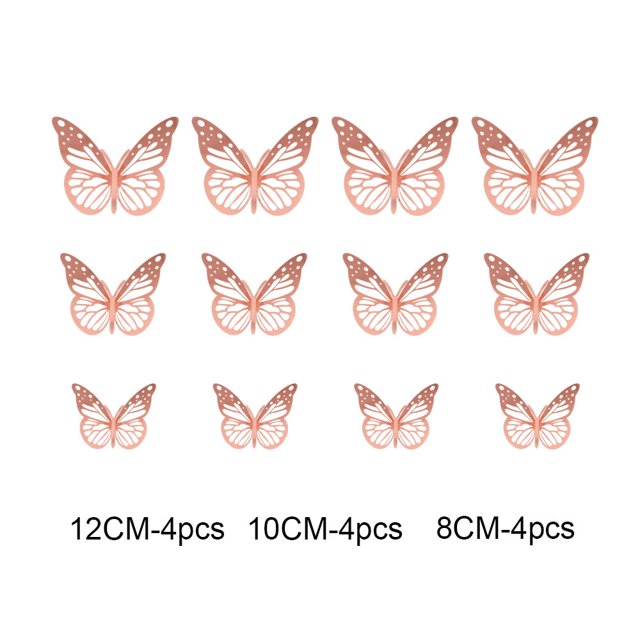 12 Uds. Pegatinas de pared de mariposas decorativas huecas en 3D para decoración del hogar de la habitación pegatinas de nevera regalo para niños papel tapiz de mariposa artesanal DIY Tan Jianjun unisex