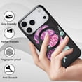 thumbnail image 5 of Magnetic Case for iPhone 16 Pro Compatible with MagSafe, Floral Pattern PU Leather Cute Phone Case for Women Girls, Durable TPU Bumper Shockproof Phone Cover for iPhone 16 Pro, Black, 5 of 8