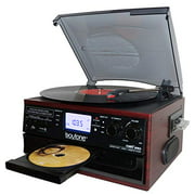 Boytone BT-22C, Bluetooth Record Player Turntable, AM/FM Radio, Cassette, CD Player, 2 Built in Speaker, Ability to Convert Vinyl, Radio, Cassette, CD to MP3 Without a Computer, SD