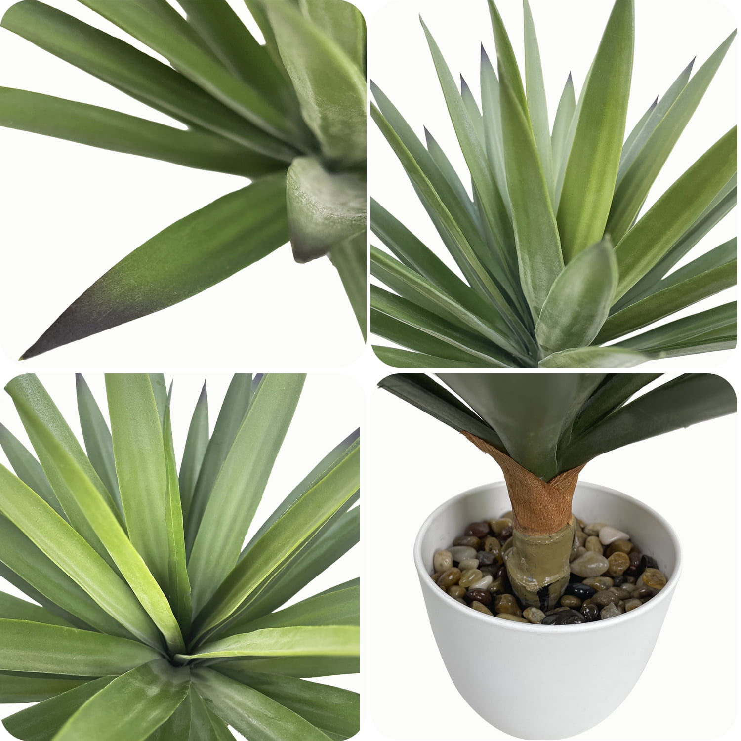 2-Pack Artificial Yucca Potted Plants, Faux Agave Succulent Plants for Home Office Living Room Decor, Low Maintenance Fake Plants in White Pots