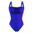 thumbnail image 3 of Baqcunre Swim Suits for Women 2024, Women's Solid Color Pleated Suspender Fashionable Swimsuit, One Piece Swimsuit Women, Bikini Sets for Women Blue 2XL, 3 of 6