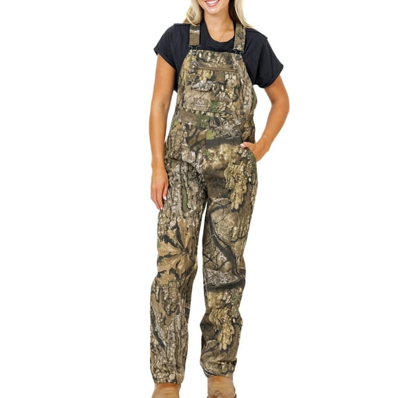 Realtree Women's Camo Hunting Cotton Bib Overalls, All-season Uninsulated Camouflage Bib Overalls for Outdoor Activities