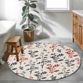 thumbnail image 3 of Grey Red Botanical Round Area Rug 3Ft Washable Small Circle Rugs for Kitchen Entryway, Rustic Country Spring Floral Summer Leaf Non-Slip Carpet Floor Mats Indoor Outdoor Carpet Runner Home Decor, 3 of 8