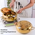 thumbnail image 3 of Stainless Steel Deep Fryer Pot with Lid Japanese Deep Frying Pan Temperature Control Thermometer Oil Drainer Rack for Kitchen Home Use, 3 of 7