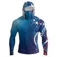 thumbnail image 2 of Men's Patriotic American Flag Fishing Hoodie with Built-in Face Mask and Thumbhole Cuffs Featuring UPF 50+ Sun Protection Long Sleeve Shirt for 4th of July Memorial Day Blue L, 2 of 9