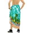 thumbnail image 3 of LA LEELA Men's Swim Trunk Beachwear Sarong Pareo Wrap One Size Seafoam, Palm Tree Summer Vacation Aloha, 3 of 4