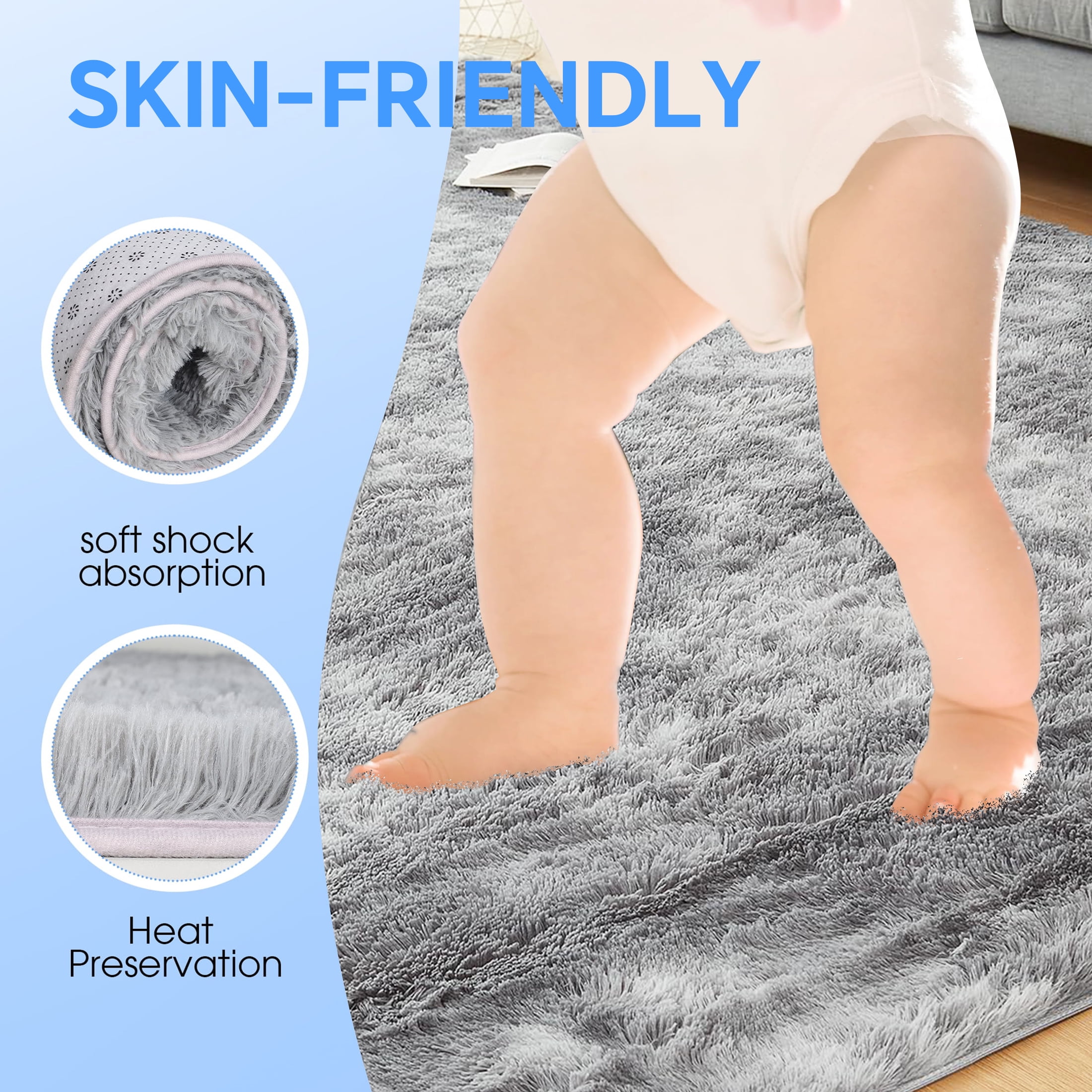 HIOHA 9'x6' Area Rugs for Living Room Large Soft Carpets for Bedroom Office, Machine Washable Modern Dining Room Non-Slip Traditional Plush Rugs