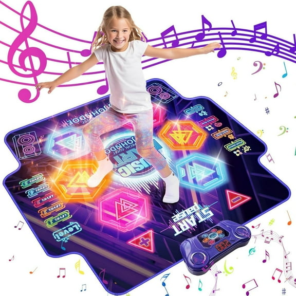 JBeeCtrl Dance Mat Toys for Girls 3-6 Years Dance Pad with 6-Button Wireless Bluetooth Music Dance with 4 Game Modes Christmas Birthday Toys Gifts for 4 5 6 7 8 Year Old Boys Kids