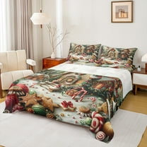 Homewish Xmas Gingerbread Man 3pcs Twin Sheet Sets For Teens Boys Girls,Colorful Candy Cane Twin Fitted Sheet,Merry Christmas Breathable Flat Sheet,Ultra Soft Home Decor