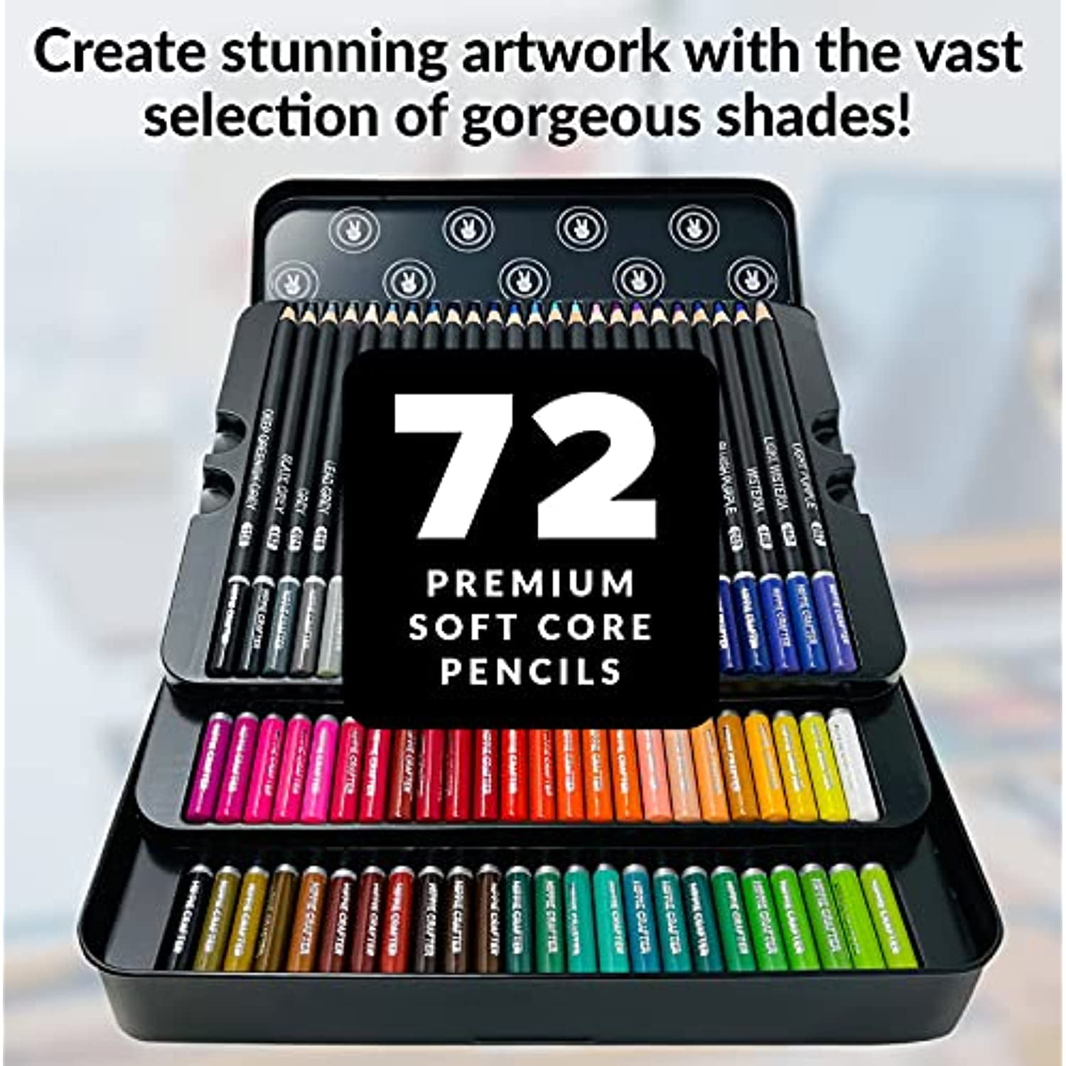 Hippie Crafter 72 Colored Pencils for Artists Professional Coloring Pencil Colors for Adults Art