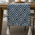 thumbnail image 2 of Gerring Nordic Jacquard Blue Table Runner Geometric Tassel Green Tea Table Flag Modern Elegant Table Runners For Dining Table, 2 of 7