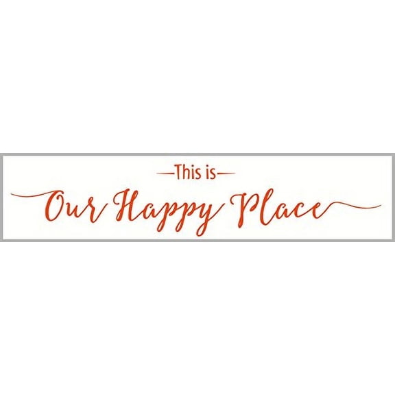 This is Our Happy Place Script Wall Decal Vinyl Lettering, 23 x 4.5 , Orange