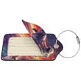 thumbnail image 2 of Hirioo Astronaut Dolphin Print Leather Luggage Tag with Stainless Steel Loop ,Privacy Flap and Address Card for Travel Bag Suitcase-4 PCS, 2 of 5