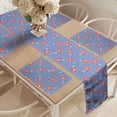 thumbnail image 2 of Ambesonne Folk Art Table Runner & Placemats, Polka Dots and Flowers, Placemat 4 pcs + Runner 16"x72", White Violet Blue and Scarlet, 2 of 2