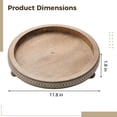 thumbnail image 4 of Round Wooden Beaded Tray, 11.8 in Rustic Decorative Tray for Coffee Table Decor, Farmhouse Pedestal Tray with 3 Legs, Raised Edge, Serving Tray for Home Decor, 4 of 5