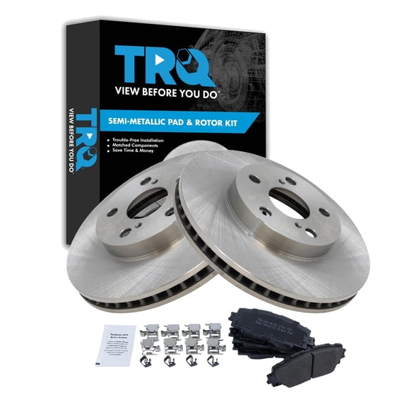 TRQ Front Brake Pad and Rotor Set Semi Metallic Fits 2011-2017 Lexus CT200h 2010-2015 Toyota Prius 2012-2015 Prius Plug-In