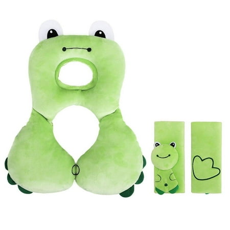Baby Travel Pillow, FOME Kids Baby Toddler Neck Pillow Neck Support Neck Rest for Car Seat Travel Airplane with Safety Seat Belt Protection Cover Shoulder Fit for Baby 1-4 Years Old Green (Best Car Seat For Airplane Travel Toddler)