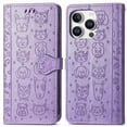 thumbnail image 1 of Funda Cartera FOXDOCK para iPhone 16 Pro Max , Flip PU con Relieve de Gatos y Perros, Tarjetero y Soporte, 1 of 6