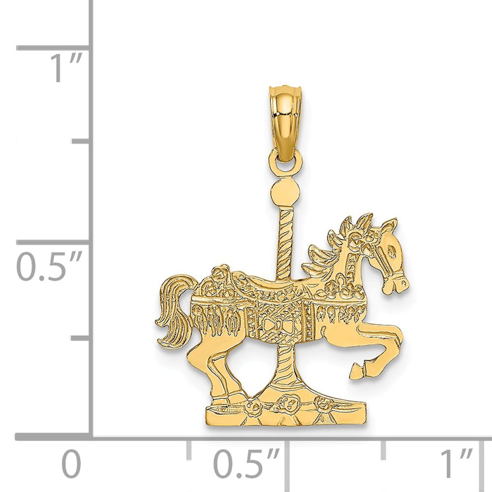 Silver Yellow Plated Carousel Horse Pendant 29mm 