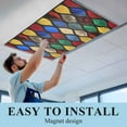 thumbnail image 5 of 1 Pack Abstract Fluorescent Light Covers for Ceiling Lights Stained Glass Moroccan Texture Magnetic Ceiling Light Covers Overhead Light Filters for Office Classroom Home, 5 of 9