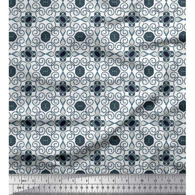 Soimoi Rayon Fabric Swirl & Floral Patchwork Printed Craft Fabric by The Yard 56 Inch Wide