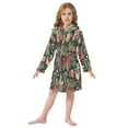 thumbnail image 6 of FORMRS Niños Bathrobe Unisex Hooded Robe Soft Plush Pajamas Sleepwear, Size 4-6T, Black Christmas Holly, 6 of 7