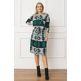 thumbnail image 3 of Aztec Print 3/4 Sleeve Blouson Midi Dress | 2 Colors | S-3X, 3 of 13