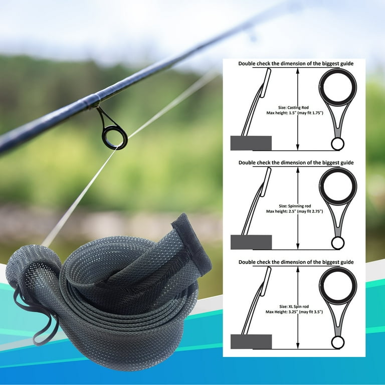 check on fishing pole Reaction Tackle Fishing Rod Cover / Rod Sleeve / Rod Sock (2-Pack) Blue / XL Spin / 2.5