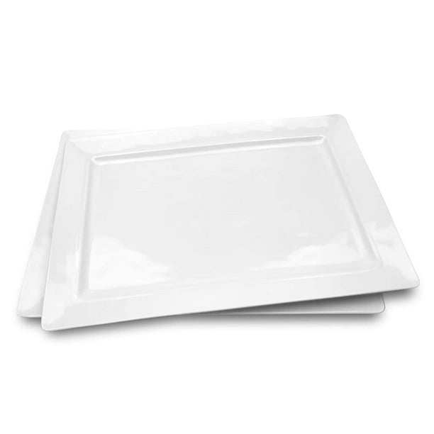 Melamine Serving Tray 2 Piece 15 875 X 10 875 100 Melamine Rectangular Platter White Color Shatter Proof And Chip Resistant Dishwasher Safe And Bpa Free Walmart Com Walmart Com