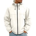 thumbnail image 2 of GrmtClth Men's Hooded Windbreaker Jacket, Lightweight Full Zip Up Rain Jacket with Pockets, Water-Resistant Casual Outerwear Sun Protection Clothing Beige XL, 2 of 5