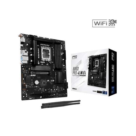 ASRock B860 Pro-A WiFi LGA 1851 Intel B860 SATA 6Gb/s DDR5 Intel Core Ultra ATX Motherboard