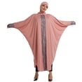 thumbnail image 3 of Women's Plus Size Abaya Maxi Dress Long Sleeve Batwing Sleeve Sequin Tassel Trim Loose Fit Caftan Robe Islamic Prayer Dress Elegant Evening Party Wedding Guest, 3 of 8