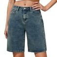thumbnail image 2 of Womens Jean Shorts High Waisted Summer Stretchy Casual Elastic Waist Denim Shorts with Pockets, 2 of 5