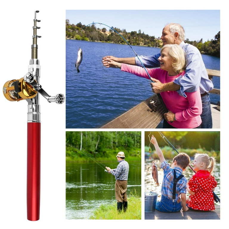  Pen Fishing Rod Reel Combo Set, Aluminum Alloy Telescopic  Portable Fishing Pole Kit for Kids Beginner Adults Saltwater Freshwater :  Sports & Outdoors