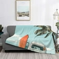 thumbnail image 2 of Goofa Vintage Surf Van Beach Pattern Fleece Throw Blanket for Couch, Soft Checkered Flannel Blanket for Sofa, Warm Cozy Decorative Blanket Fall Decor Gift-40"x30", 2 of 6