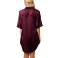 thumbnail image 4 of Anygrew Womens Nightgown Satin Button Down 3/4 Sleeve Sleepshirt Boyfriend Notch Collar Nightshirt Sleepwear, 4 of 7