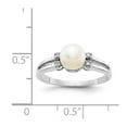 thumbnail image 5 of 14K White Gold Ring Band Pearl Diamond Round Freshwater, Size 7, 5 of 5