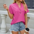 thumbnail image 6 of Wycnly Summer Tops for Women T Shirts for Women Breathable Comfy Roll Sleeve Button up Blouses Trendy Solid T Shirts Girls V-Neck Short Sleeve Tunic Top, 6 of 6
