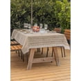 thumbnail image 3 of Outdoor Tablecloth with Umbrella Hole for Patio/Picnic/Party/Camping, Rustic Brown Waterproof Table Cloth Rectangle Table Cover Washable, Farmhouse Vertical Striped Art (52"x 70"), 3 of 9